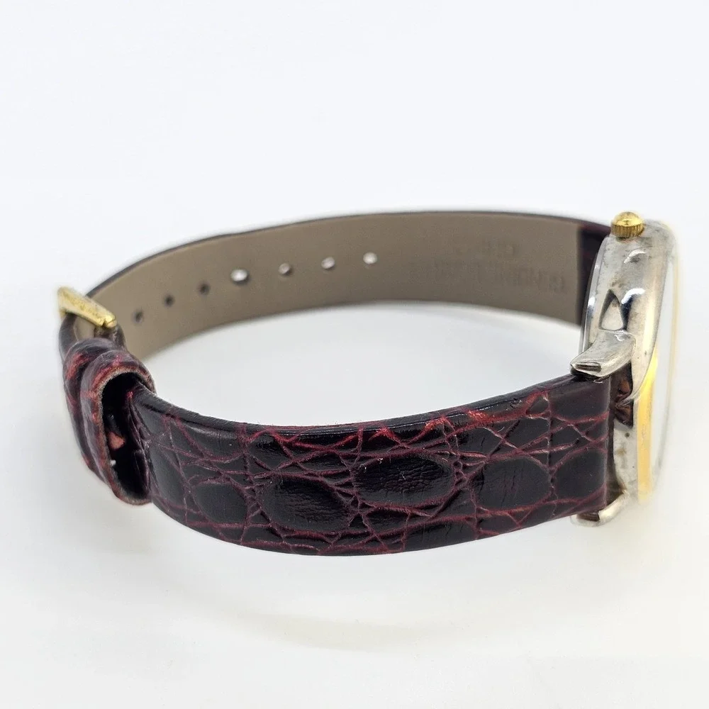 34MM‎ Women's Analog Watch White Dial Brown Leather Bands NEW Battery
